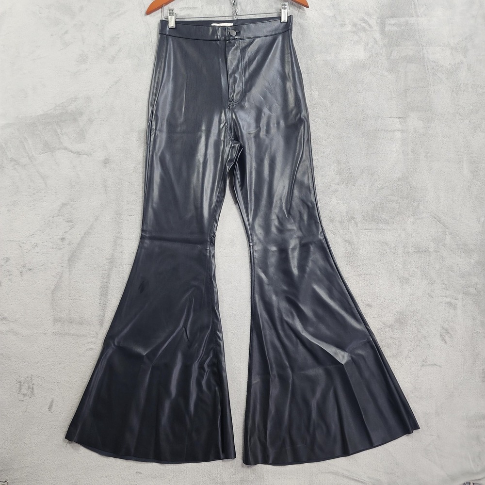 Vibrant Miu Pants Juniors 11 W29 Black Faux Leather High Rise Bell Bottom Flare